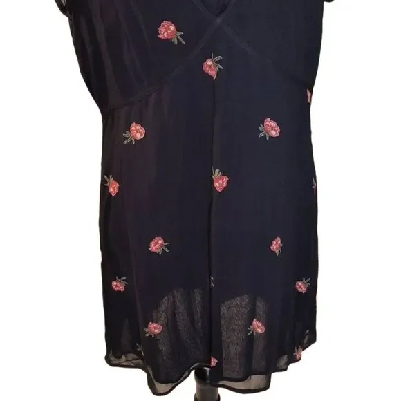 Reformation Black Mini Dress with Pink Floral Pattern - Picture 4 of 6